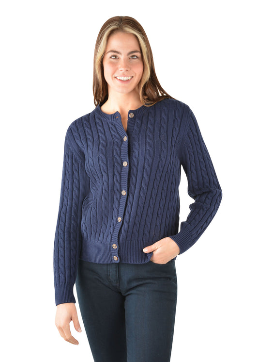 Thomas Cook Ladies Cable Knit Cardigan - Navy - ON SALE