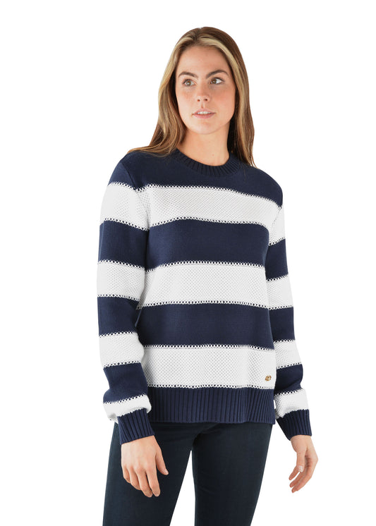 Thomas Cook Ladies Alison Stripe Jumper - Navy/White - ON SALE