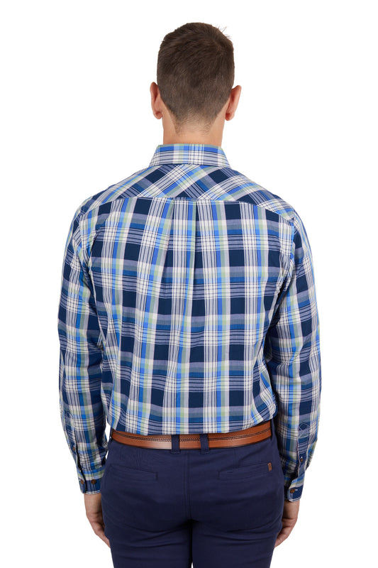 Thomas Cook Mens Sean Check 2-Pocket Long Sleeve Shirt - Navy/Green