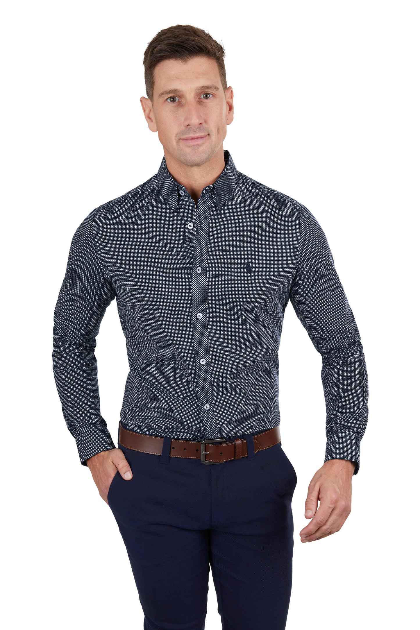 Thomas Cook Mens Cade Tailored L/S Shirt - Navy/Blue