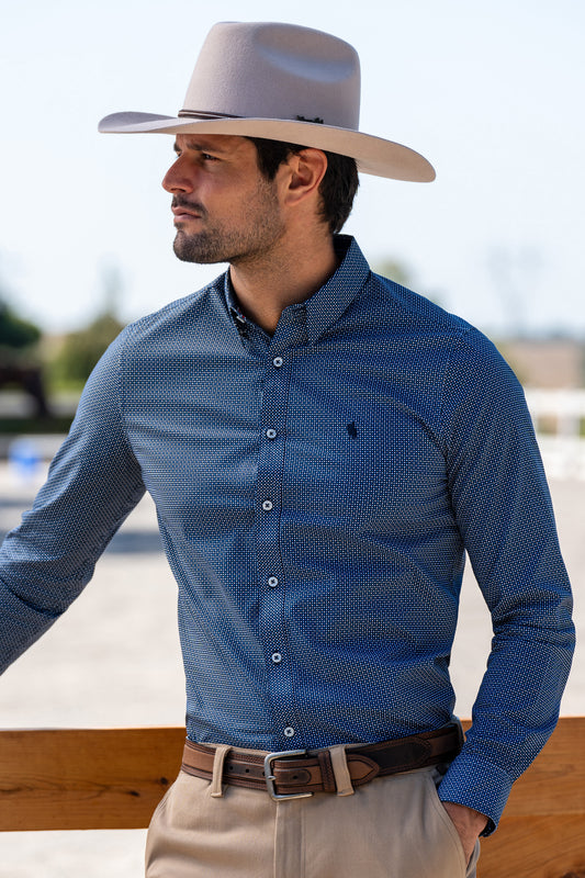 Thomas Cook Mens Cade Tailored L/S Shirt - Navy/Blue