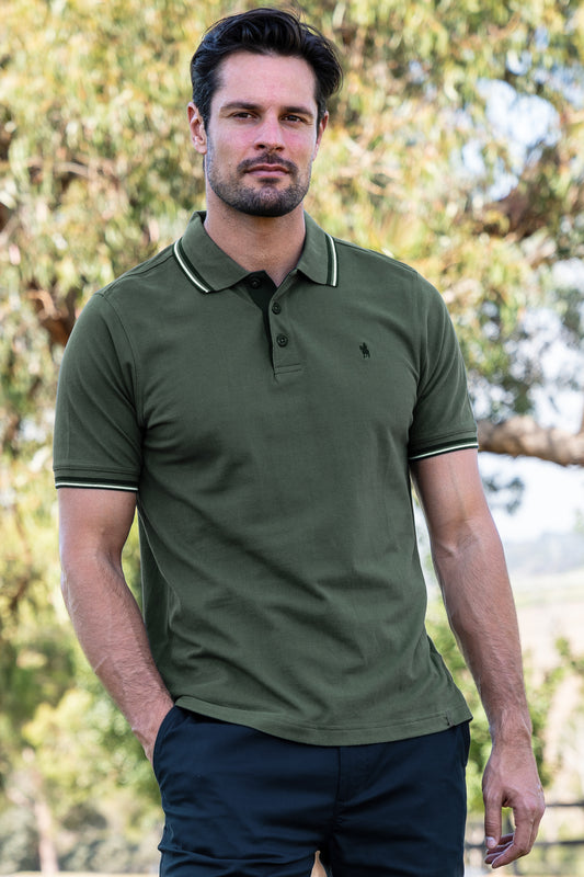 Thomas Cook Mens Logan Tailored S/S Polo - Dark Green