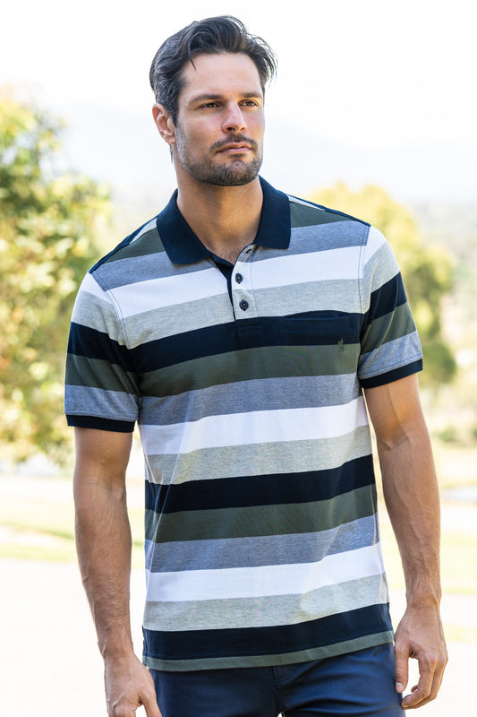 Thomas Cook Mens Zak 1 Pocket S/S Polo - Dark Green/Navy