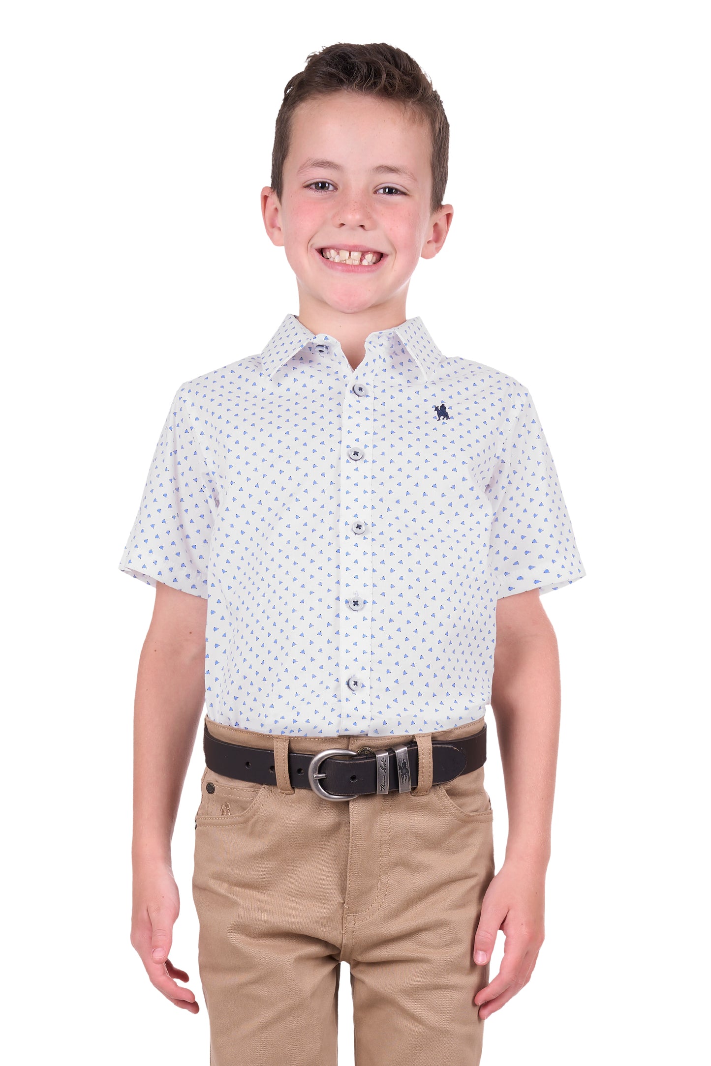 Thomas Cook Boys Jude Print S/S Shirt - White/Royal