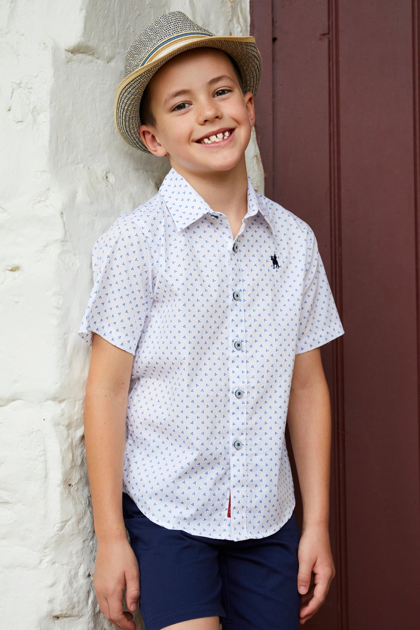 Thomas Cook Boys Jude Print S/S Shirt - White/Royal