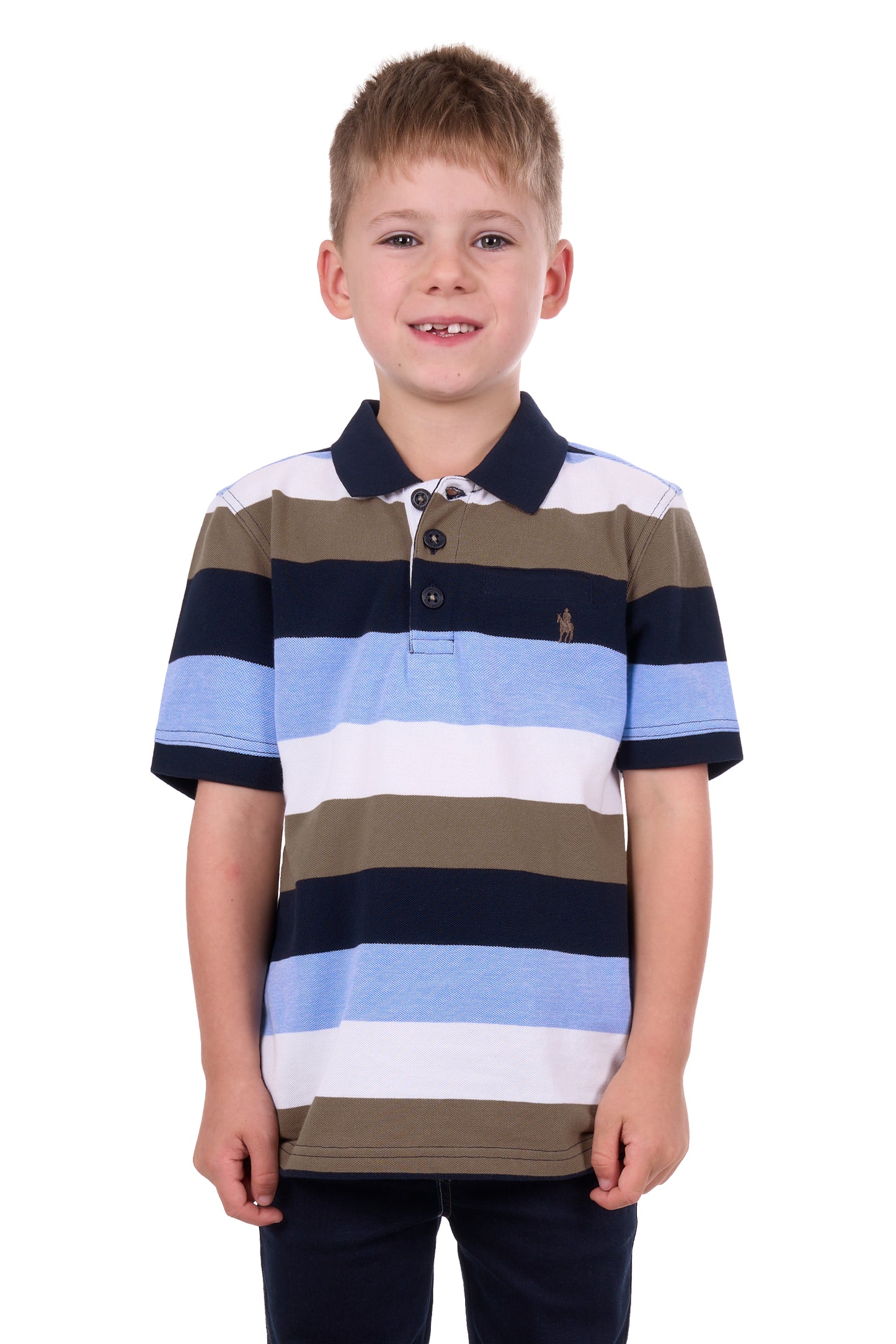 Thomas Cook Boys Jay 1-Pocket S/S Polo - Navy/Tan