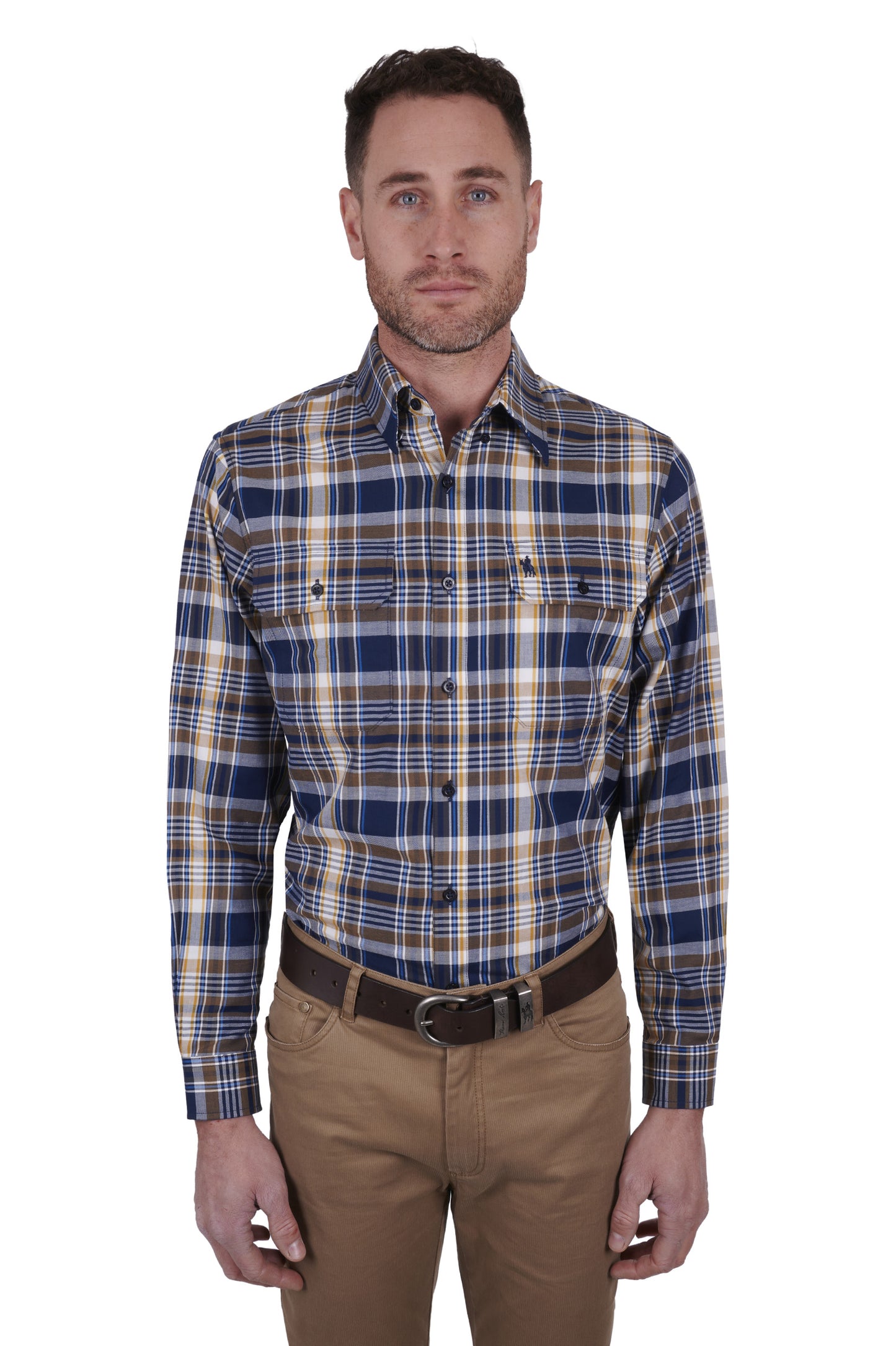 Thomas Cook Mens Marco Check 2 Pocket L/S Shirt - Navy/Multi - ON SALE