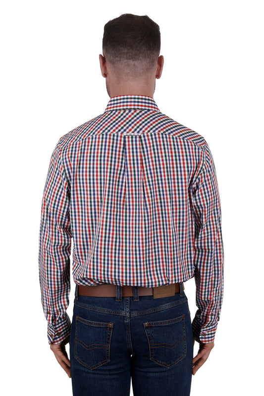 Thomas Cook Mens Joel Check 2-Pocket Long Sleeve Shirt - Navy/Red