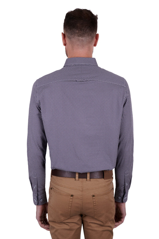 Thomas Cook Mens Stephen Print Tailored L/S Shirt - Navy/Tan