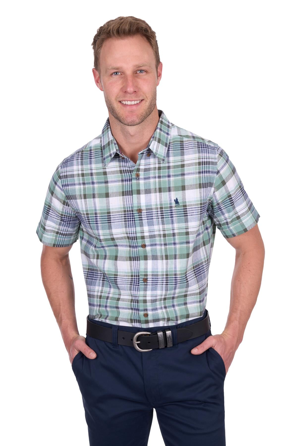 Thomas Cook Mens Check Linen 2 Pkt S/S Shirt - T5S1121027