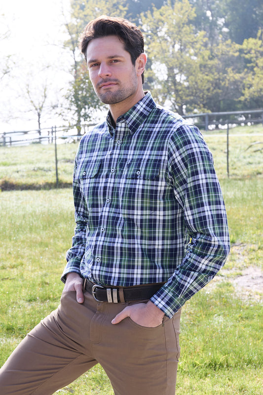 Thomas Cook Mens Shane 2 Pocket L/S Shirt - Navy/Green