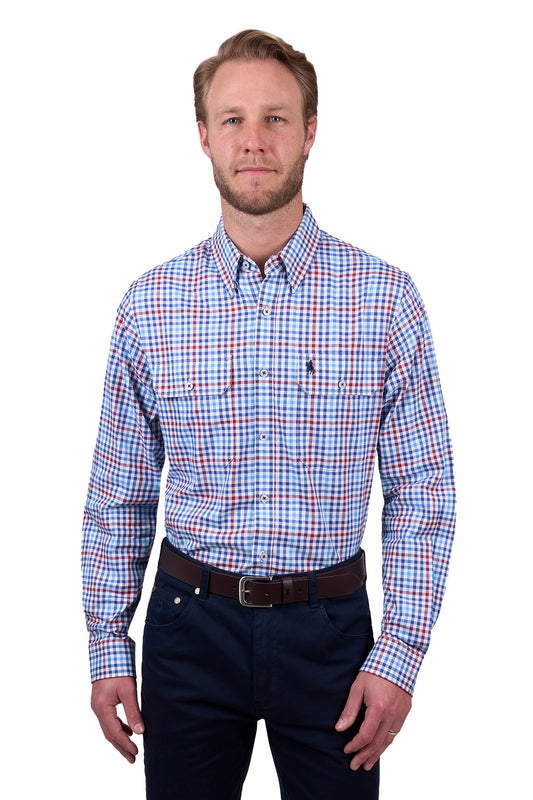 Thomas Cook Mens Fred 2 Pocket L/S Shirt - Navy/Red