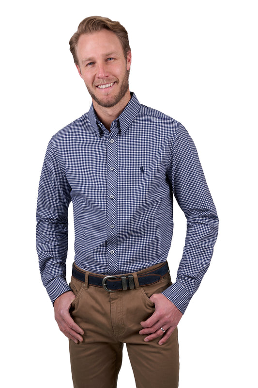 Thomas Cook Mens Brock Check Tailored L/S Shirt - Navy