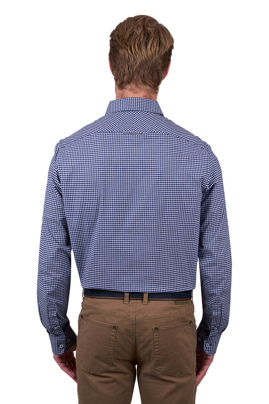 Thomas Cook Mens Brock Check Tailored L/S Shirt - Navy