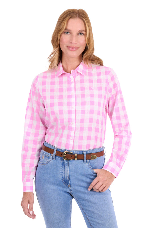 Thomas Cook Ladies Eliza Tab L/S Shirt - T6S2130065 - Pink/White