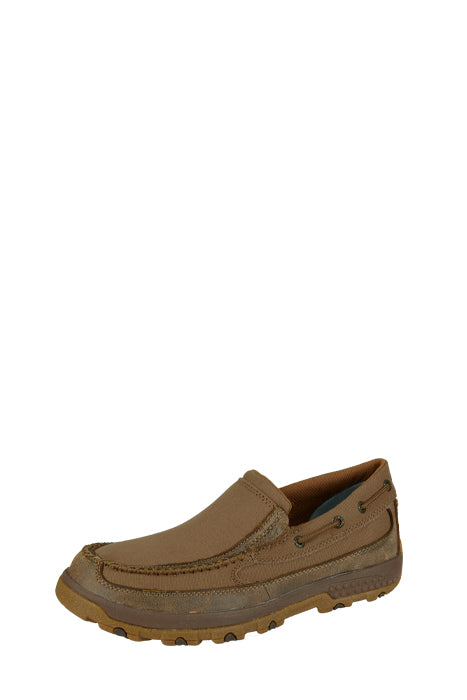Twisted X Mens Canvas Cell Stretch Slip On - Beige - TCMXC0010