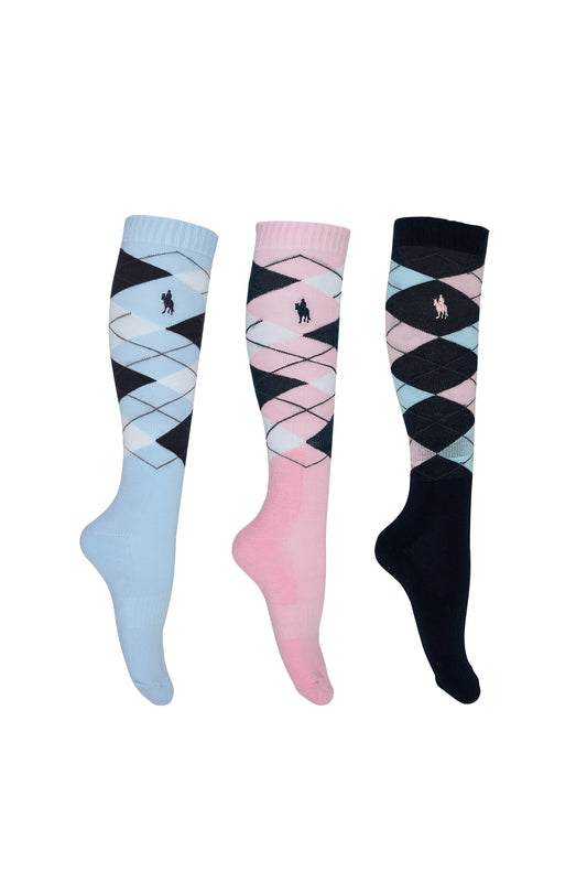 Thomas Cook Ladies 3-Pack Riding Socks - Navy/Pink/Blue - TCP2901SOC