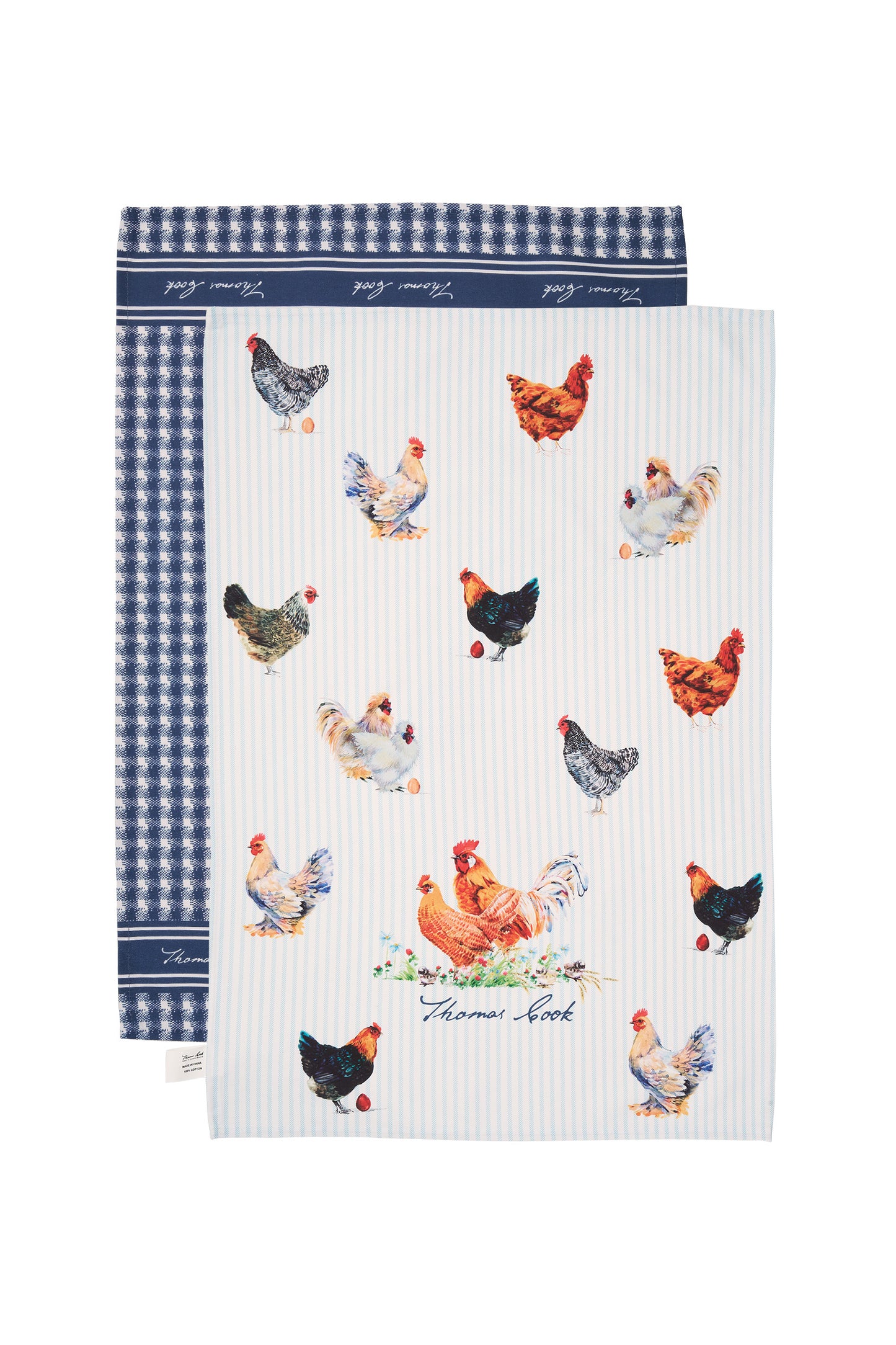 Thomas Cook Tea Towel - 2 Pack - Navy/White