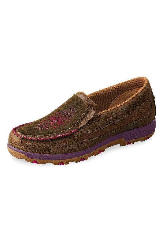 Twisted X Ladies Stitch Cell Stretch Slip On Mocs - Bomber/Rose