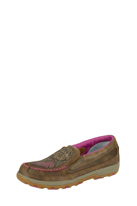 Twisted X Ladies Tooled Cellstretch® Mocs Slipon - Bomber/Pink