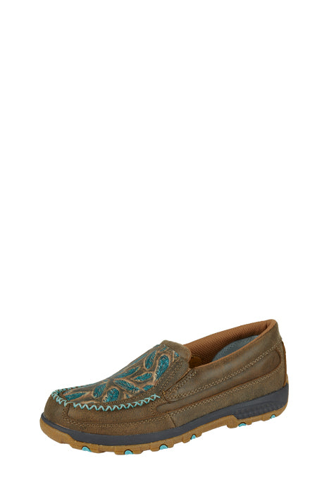 Twisted X Ladies Feather Cellstretch® Mocs Slipon - Bomber/Dark Brown/Blue