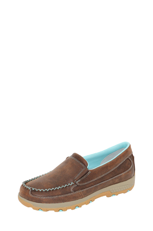 Twisted X Ladies Mocs Cellstretch Slip On - Brown/Aqua