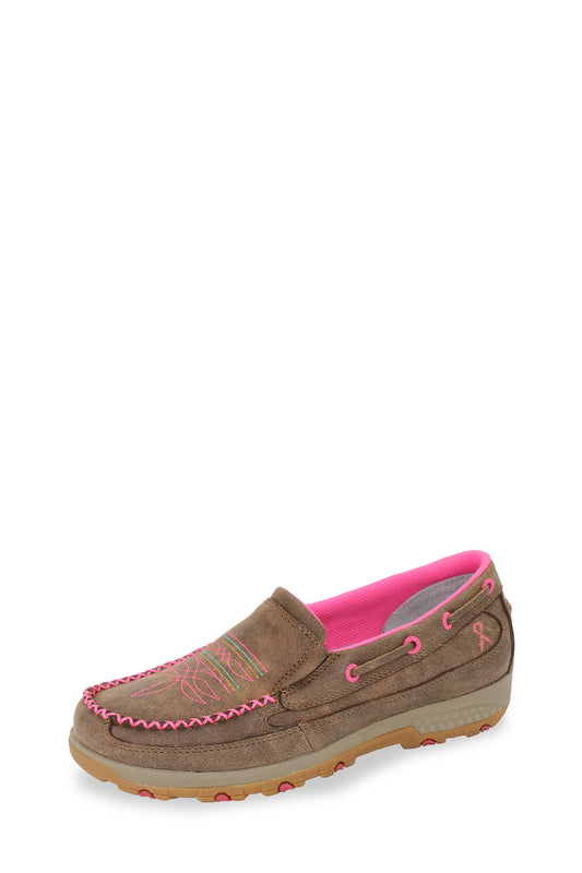Twisted X Ladies Pink Stitch Moc Slip On - TCWXC0055