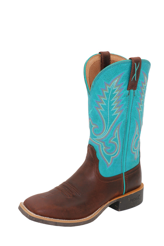 Twisted X Ladies 11" Tech X ®2 Boot - Chocolate Truffle/Ocean Blue