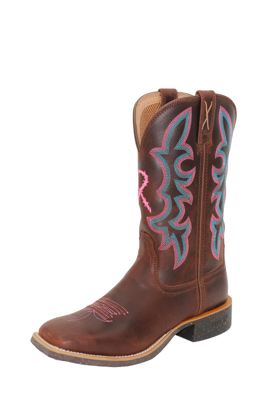 Twisted X Ladies 11" Tech X ®2 Boot - Chocolate Truffle/Pink/Blue