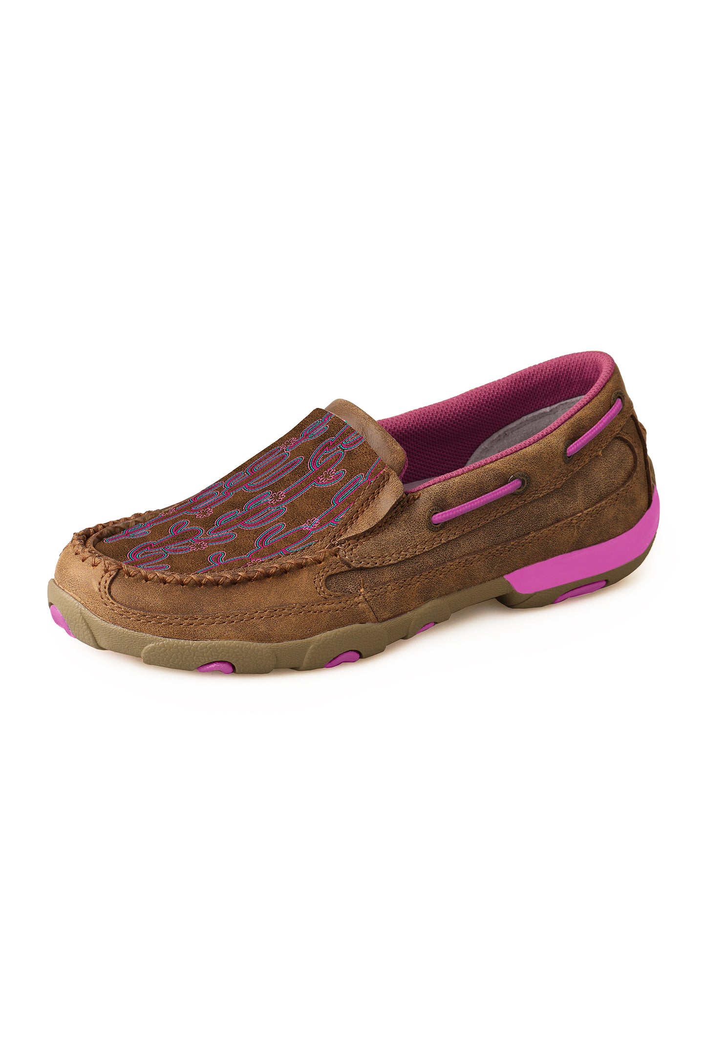 Twisted X Children’s Cactus Stitch Casual Mocs - Bomber/Rose - TCYDMS003
