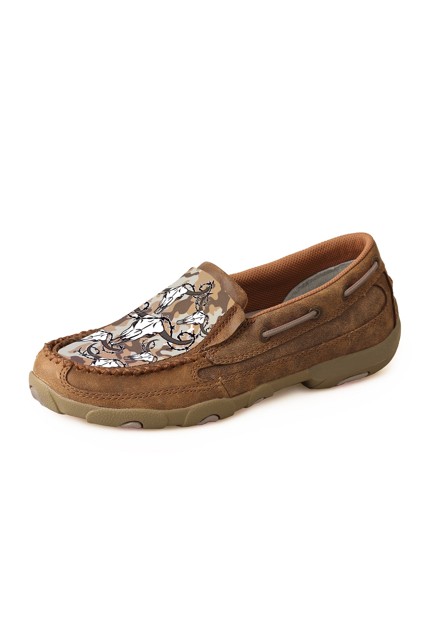 Twisted X Children’s Barbed Skull Casual Mocs - Bomber/Brown Camo - TCYDMS004