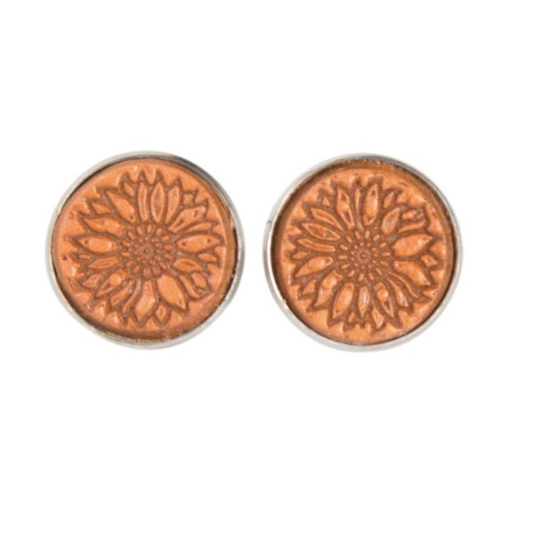 The Design Edge Tooled Stud Earrings - TE03 - Tan Leather