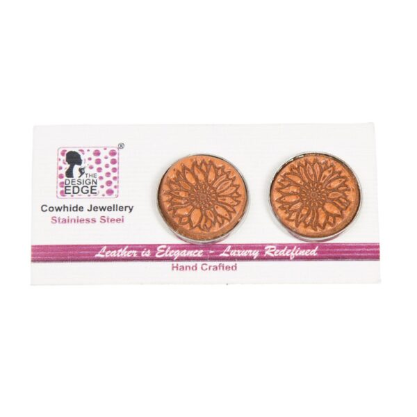 The Design Edge Tooled Stud Earrings - TE03 - Tan Leather