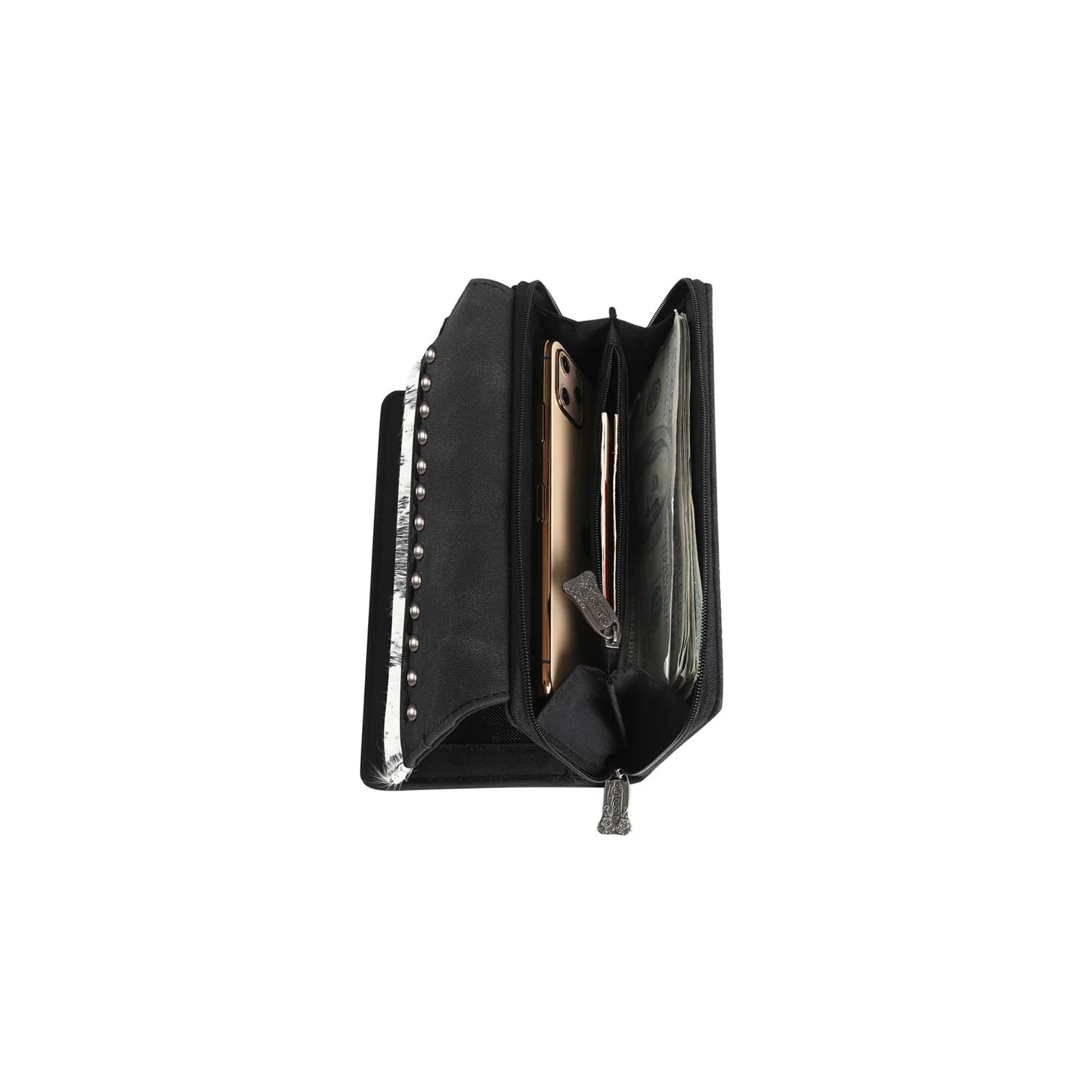 Trinity Ranch Hair On Cowhide Collection Wallet - Black - TR137W010