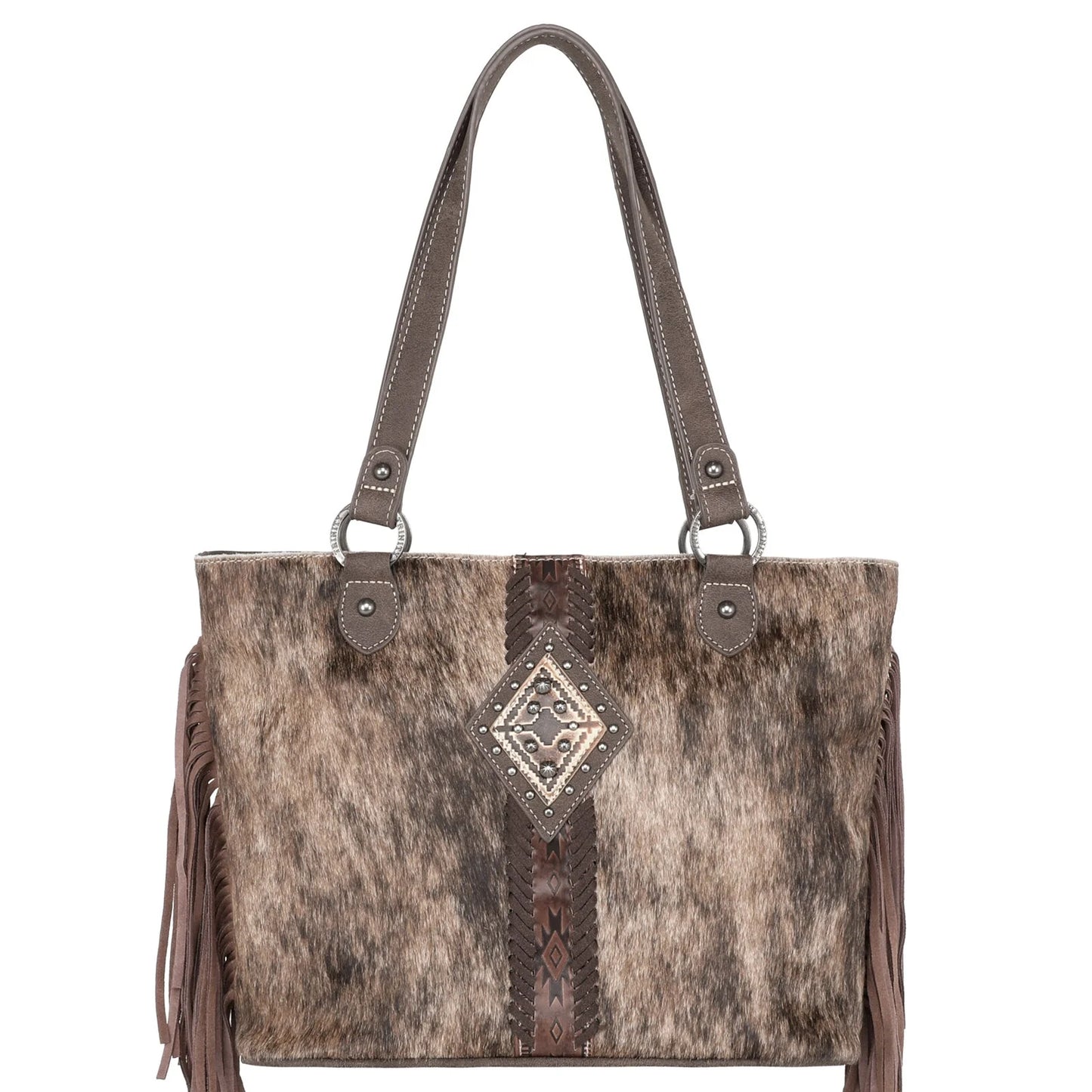 Trinity Ranch Hair On Cowhide  Carry Tote - Coffee - TR146G8317