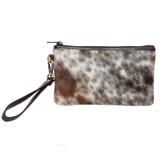 The Design Edge Toronto Brown and White Hairon with Dark Brown Leather Clutch - Toronto 69992