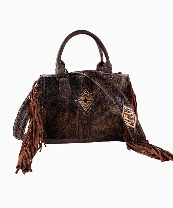 Trinity Ranch Hair-On Cowhide Carry Tote/Crossbody - Brown - TR1468120
