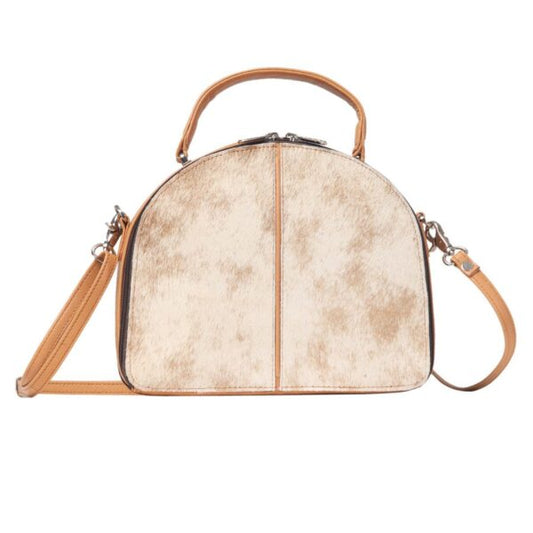 The Design Edge Vietnam Structured Cowhide Bag - Tan & White - B71054