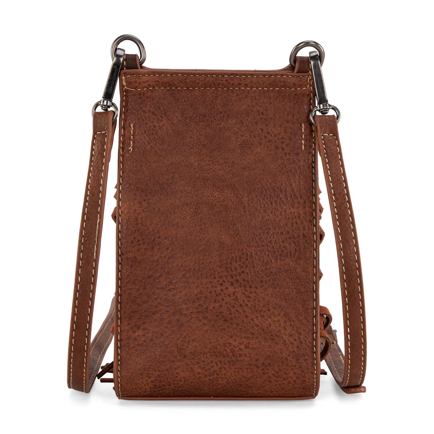 Montana West Tooled Embroidered Phone Crossbody Bag  - Brown