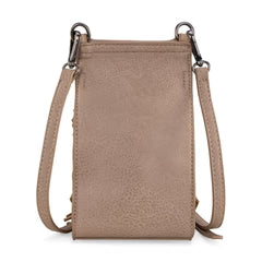 Montana West Tooled Embroidered Phone Crossbody Bag  - Tan