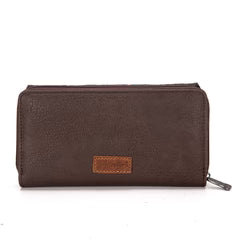 Trinity Ranch Floral Tooled Wallet - Khaki and Coffee