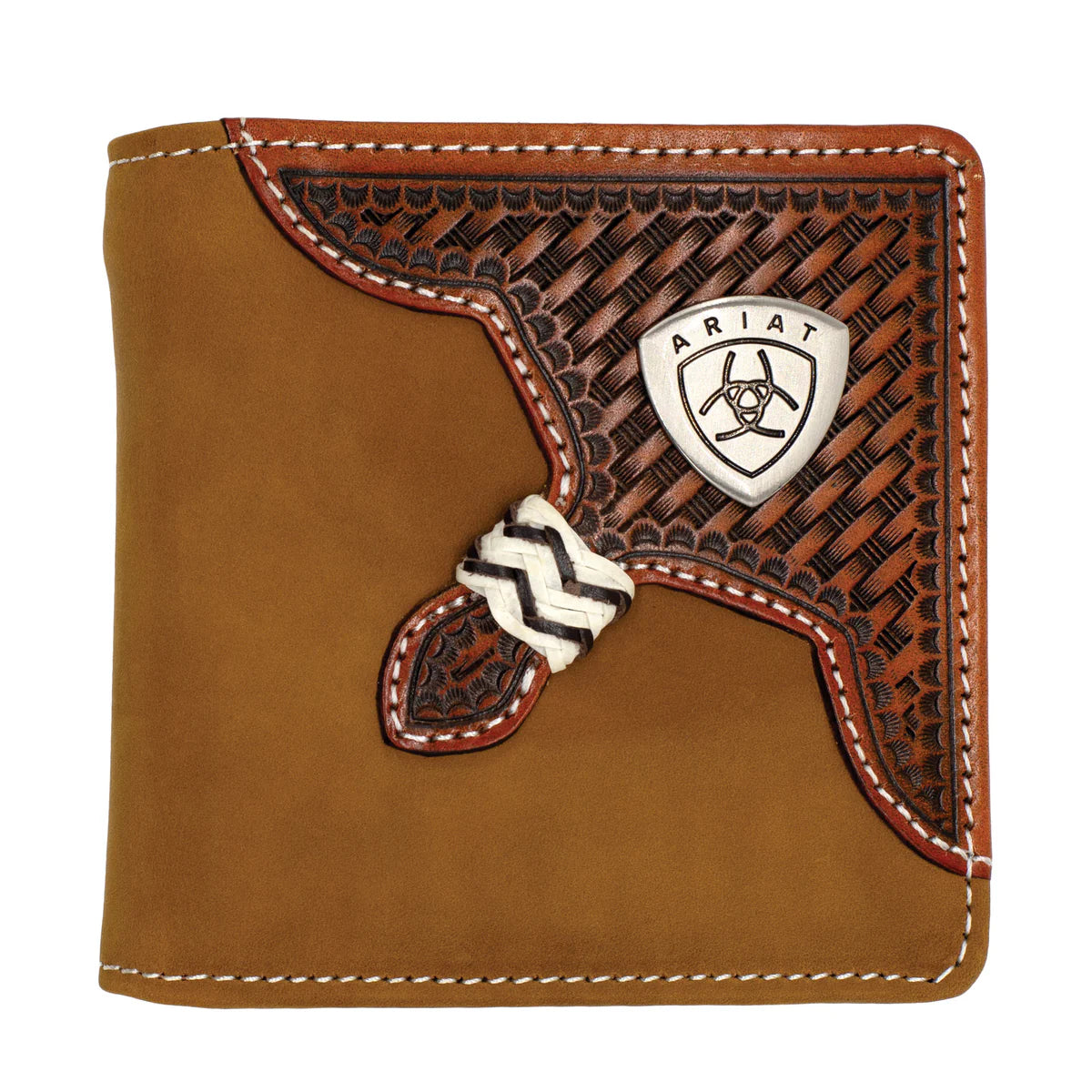 Ariat Bi-Fold Wallet - Basket Weave Overlay - WLT2111A
