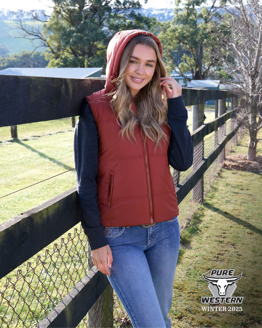 Pure Western Ladies Holly Vest - Rust - ON SALE