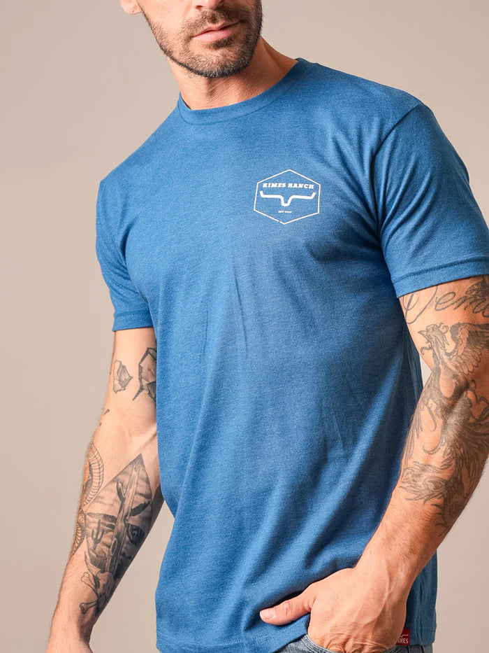 Kimes Ranch Mens Wooden Hex Cool Blue Graphic T Shirt