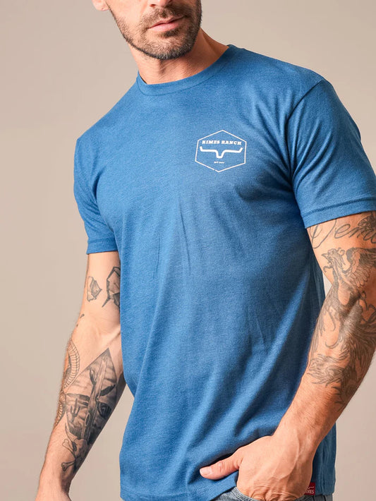 Kimes Ranch Mens Wooden Hex Cool Blue Graphic T Shirt