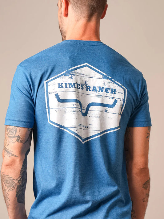 Kimes Ranch Mens Wooden Hex Cool Blue Graphic T Shirt