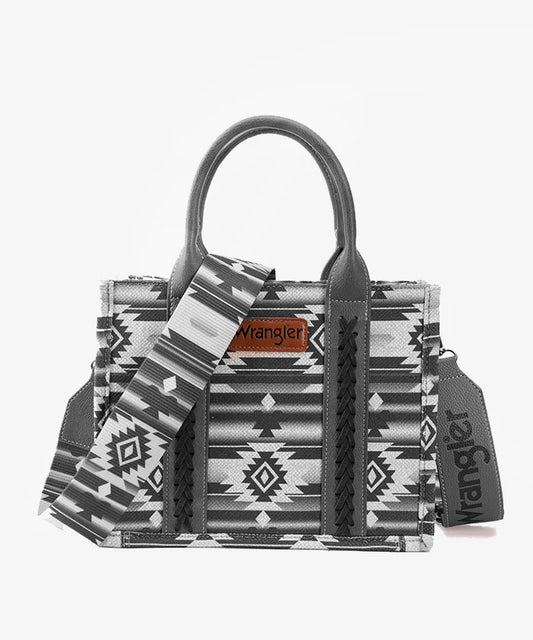 Wrangler Southwestern Print Small Canvas Tote/Crossbody -Black - WG2203A8120S