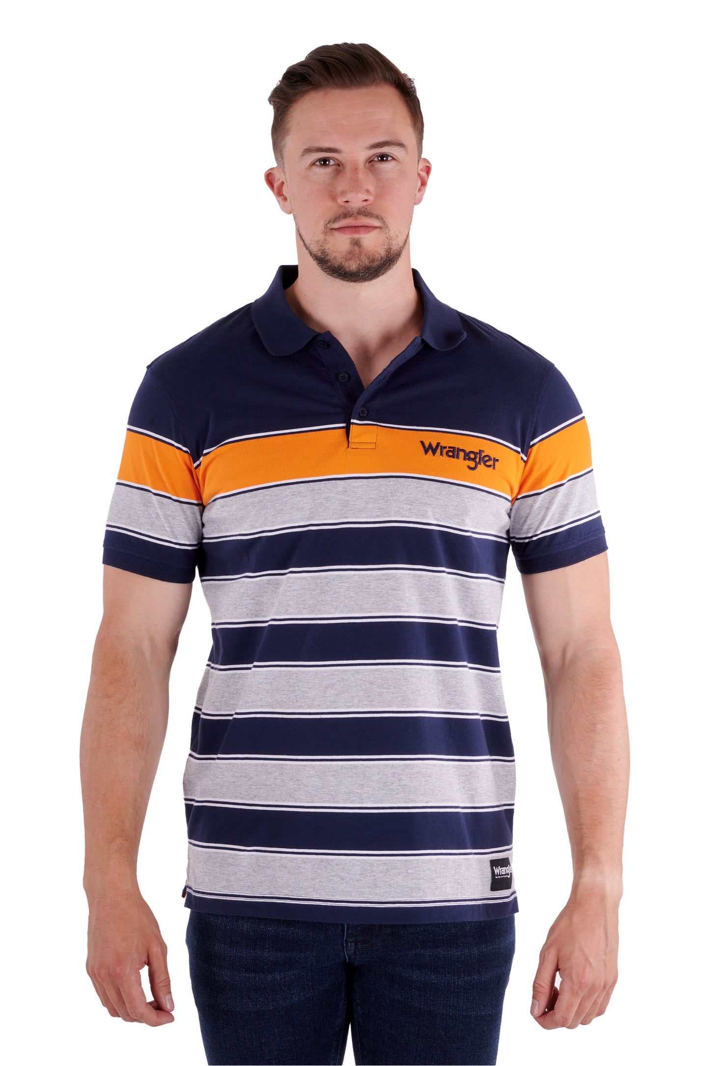 Wrangler Mens Hugo S/S Polo - Navy/Orange