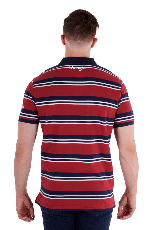 Wrangler Mens Tony S/S Polo - Red/Navy - X3S1560991