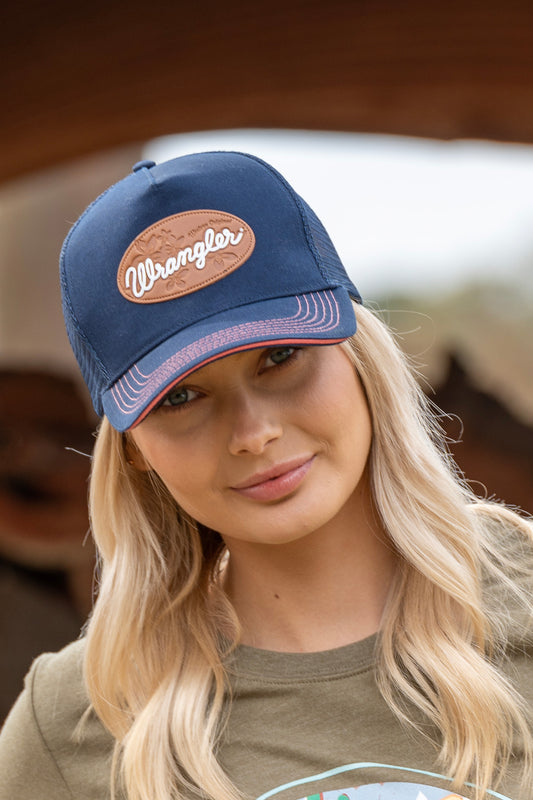 Wrangler Cher High Profile  Ponytail Trucker Cap - Navy - X3S2945CAP